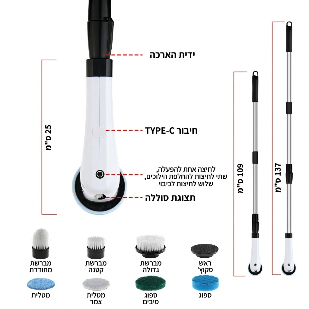 מברשת הניקוי החשמלית 7 ב-1
